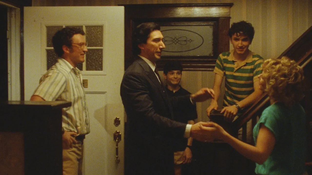 Miles Teller, Adam Driver, Roman Engel, Gavin Goudey and Johansson in ‘Paper Tiger.’